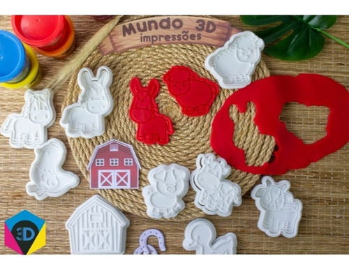 Imagem 6 de 9 de Cortador De Pasta Americana Fazendinha Animais 9 Peças