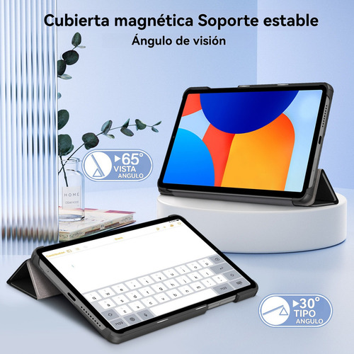 USTIYA 2x Mica Funda para Xiaomi Redmi Pad Se 8.7" Pulgadas Case Cristal Templado Protector Pantalla PC+PU Carcasa Color Negro Cover