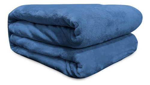 Cobertor Casal Flannel Liso Azul - Andreza