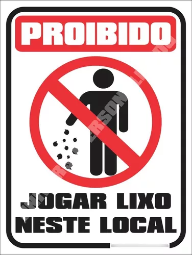 Placa de Sinalização Jogue Lixo no Lixo