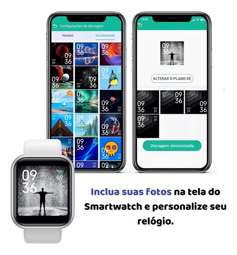 Relógio Smartwhatch Digital D20 + Fone S/fio E6s Bluetooth Cor da pulseira Branco