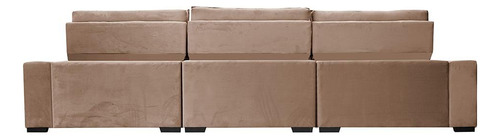 Sofá Retrátil 4,15m Cama Inbox Big Puffer. Com Softgel d40 Cor Castor