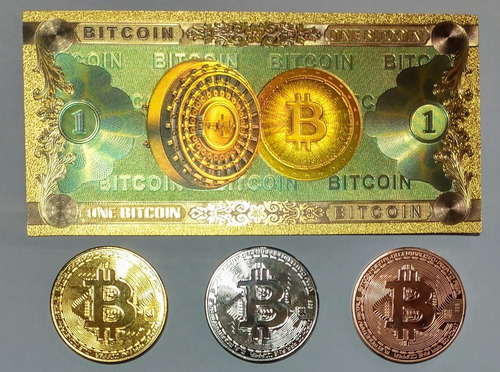 Bitcoin Físico Colección Billete Premium + 3 Monedas 