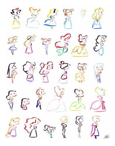 Princesas Abstractas Bordadas En Punto De Cruz