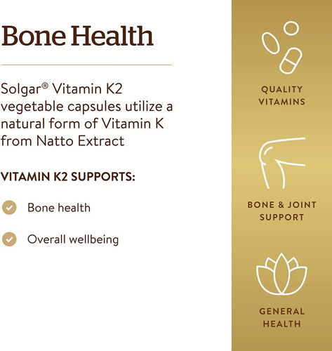 Vitamina K-2 100mcg Mk-7 50 Capsulas Vegetales Solgar