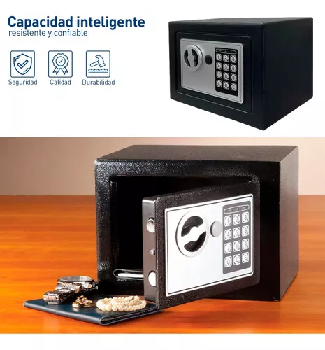 Caja Fuerte De Seguridad Electrónica Codigo Digital Y Llave Color Negro
