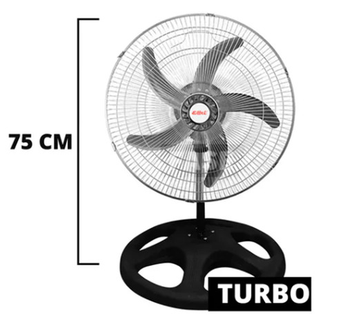 Ventilador 3 en 1 de Pie Turbo Pared 20 Pulgadas 100w Eiffel E-520 negro con 5 palas color plateado de metal 50 Hz 220 V
