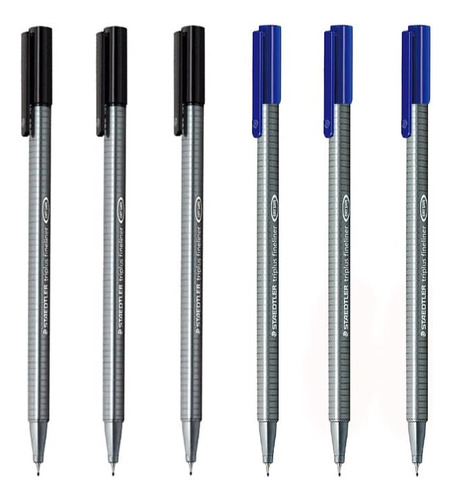 Triplus Fineliner 0.3mm Paquete De Seis (3 Negro Y 3 Az...