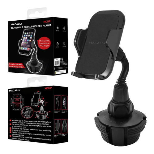 Soporte En Auto Posavasos Para Celular 4,7  A 4,1  | Negro