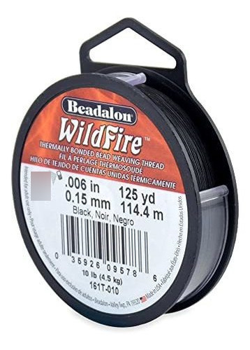 Hilo Para Abalorios Beadalon Wildfire, Negro.