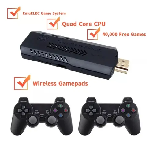 Consola Retro X2 Plus Game Stick Con 128 GB Y 40000 Juegos, 2 Mandos Inalámbricos 2.4 GHz, Salida 4K HD, Perfecta Para Revivir Clásicos
