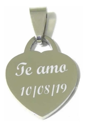 Imagen 4 de 8 de Dije Acero Quirúrgico Corazón Grabado Laser Hd + Cadena Tif