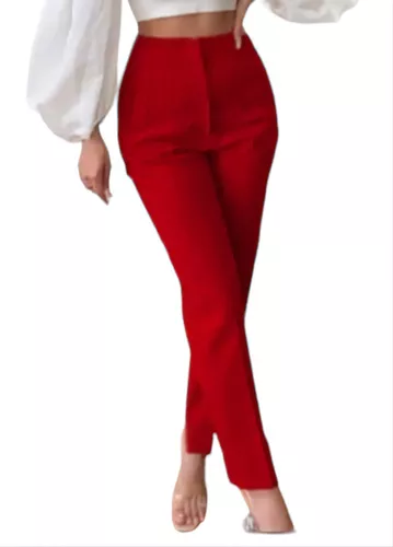  ZZSRJ Mono rojo de verano para mujer, elegante, para oficina,  con botones, estampado de moda, casual, pantalones de pierna ancha (color  rojo, tamaño: grande) : Ropa, Zapatos y Joyería