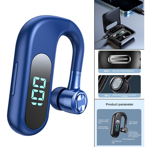 Auricular Bluetooth 5.2 Auricular Con Micrófono Azul