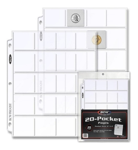 Imagen 2 de 6 de Oferta 20 Hojas Protectoras Monedas + 400 Cartones Bcw