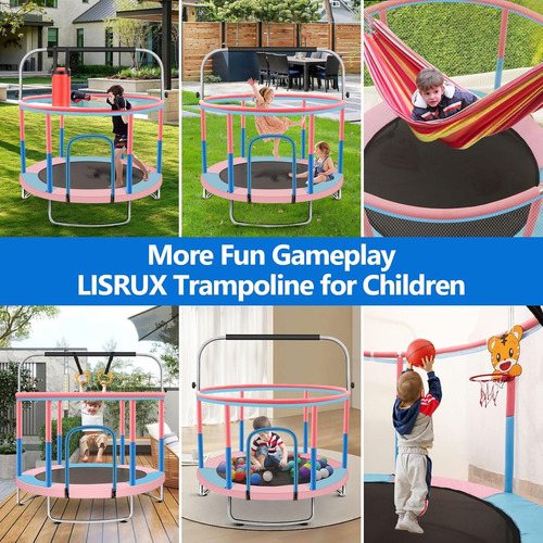 Trampolín Para Niños 60 Ajustable Con Red Y Barra De Gimnas
