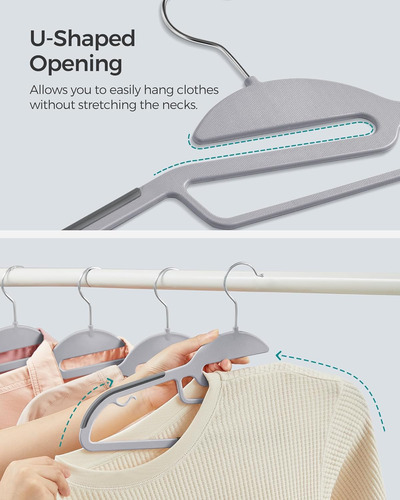 Perchero Plástico Resistente Para Trajes, 41 Cm Ancho, Gris