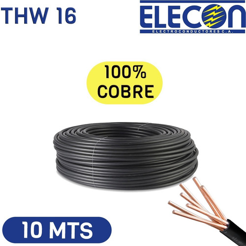 Cable Eléctrico Elecon Tf 16 Awg X 10mts 100% Cobre 7 Hilos