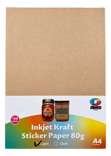 Papel Adhesivo Color Kraft Café Claro Y Oscuro A4 100 Hojas Color Kraft Claro