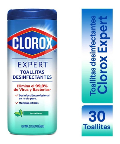 Clorox Toallitas Desinfectantes Expert Bote Con 30 Toallas