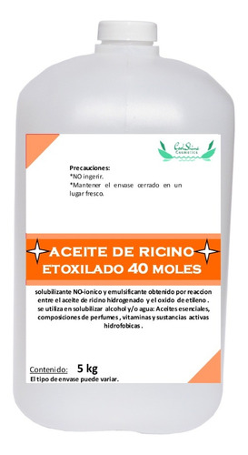 Aceite De Ricino Etoxilado 40 Oe Castor Hidrogenado 5 Kg
