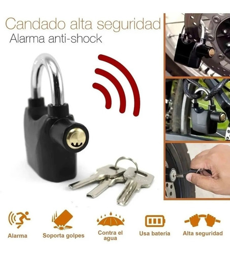 Imagen 4 de 4 de Candado Alarma Bicicletas Motos Puertas Local Alarm Lock