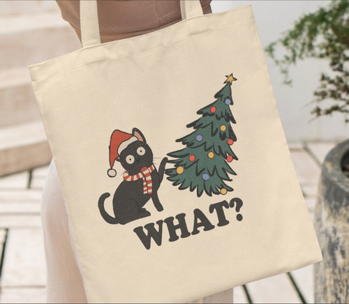 Tote Bag De Navidad En Lona De Algodón Por Encargo 