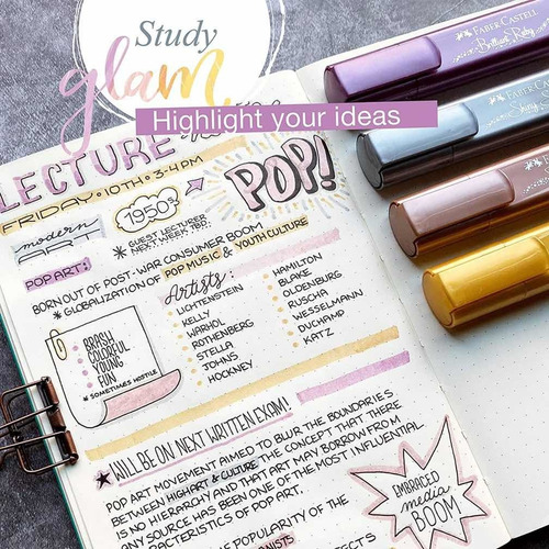 Resaltadores Metalicos Faber Castell Bullet Journal