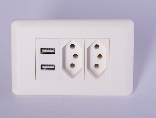Tomada Elétrica De Parede Com Usb Bivolt Celular Branco 4x2