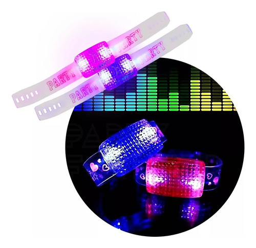 Pulsera Audioritmica Luminosa Led X 10 - Prende Con Música