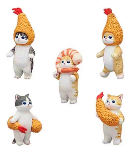 5 Figuras Modelo Gato Camarones Fritos Gato Camarones Fritos