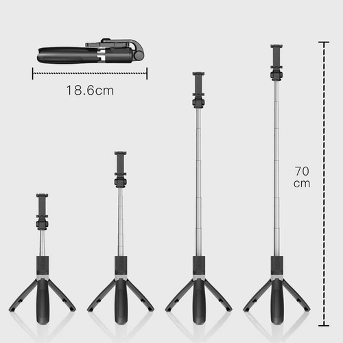 Imagen 6 de 10 de Trípode Inalámbrico Bluetooth Selfie Stick Con Mando A Dista