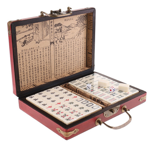 Mahjong Juego Chino Antiguo Conjunto Con Caja