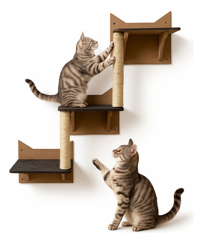Playground Escalada Para Gato Poleiro Prateleira Arranhador Cor Cru