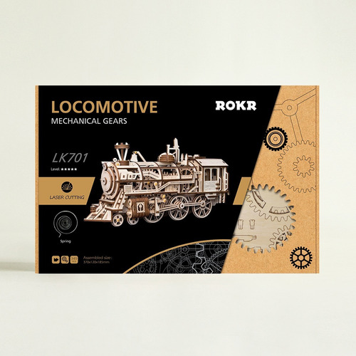 Tren Locomotora Armable Bloques 3d Robotime Madera Niños