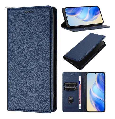 Funda De Piel Tipo Cartera Para Motorola Serie G04, Bloqueo Rfid, Lujosa Con Guijarros, Estilo Empresarial, Cierre Magnético, Ranuras Para Tarjetas
