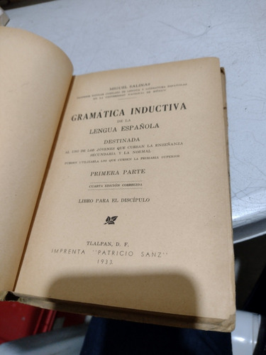 Gramática Inductiva De La Lengua Española Miguel Salinas (Usado)