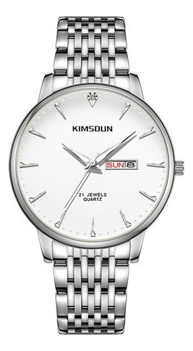 Reloj De Moda Kimsdun Luminous Con Doble Calendario Color Del Fondo Silver/white