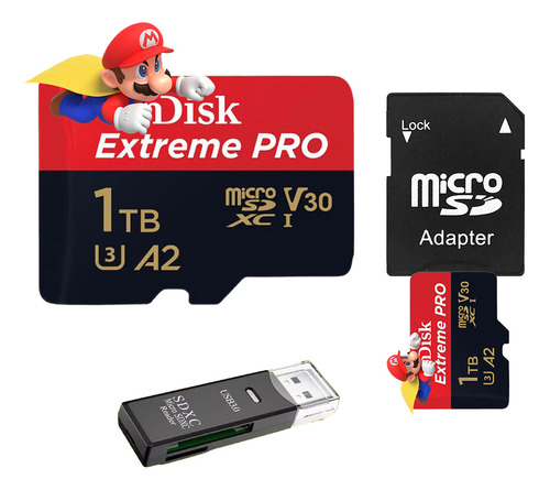 Tarjeta de Memoria Bluemos Micro Sd De 1tb Para Nintendo Switch 4k Tarjeta De Memoria Extreme Extreme Plus con Adaptador Sd De Se Incluye Qi De Adaptación Usb