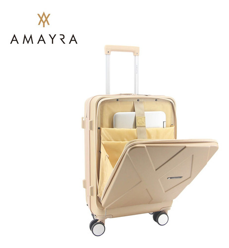 Valija Carry On Porta Notebook De Cabina 20p Amayra Viajes Dorado Claro Lisa