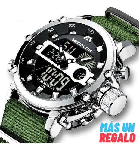 Reloj Megalith Green Army Military + Regalo Sorpresa Rz