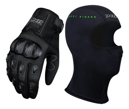 Luva X11 Blackout Feminina Proteção Motociclista + Balaclava Tamanho M