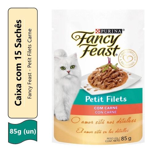 Ração Úmida Gatos Petit Filet Carne 85g 15un Fancy Feast