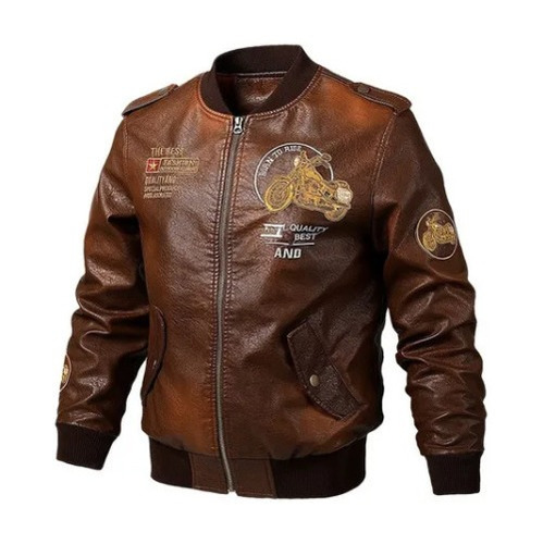 Chaqueta De Moto De Cuero De Piloto Para Hombre