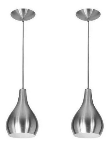 Kit Com 3 Pendente Cone Diversos Modelos Altissima Qualidade Estrutura Aço Escovado Com Branco Fosco