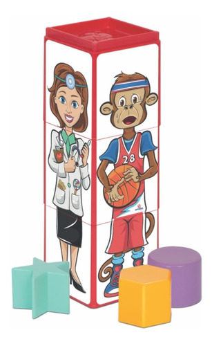 4 Brinquedo Didática Educativa Onça Cubo E Girafa Bolinha