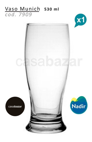 Imagen 3 de 6 de Vaso Vidrio Munich - Amsterdam Nadir Cerveza Pinta 530mlx1u