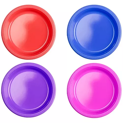 Plato de plástico de colores de 18cm en platos de colores para decorar
