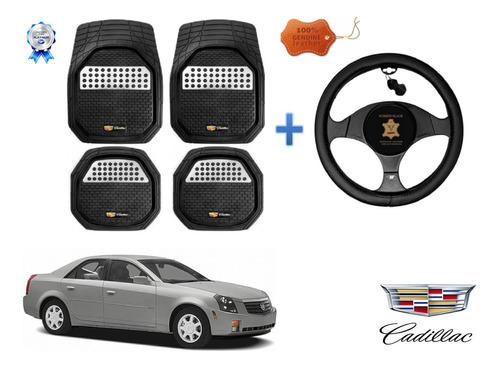 Tapetes 3d Logo Cadillac + Cubre Volante Cts 2003 A 2007