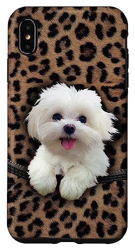 Funda Para iPhone XS Max Maltese Dog Leopard Cheetah Prin-02